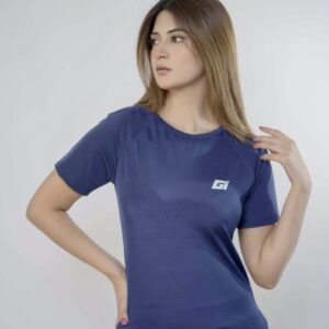 Ladies’ Gym Wear Blue T-Shirt – Breathable Fitness & Yoga Training Top | Ginzo Store